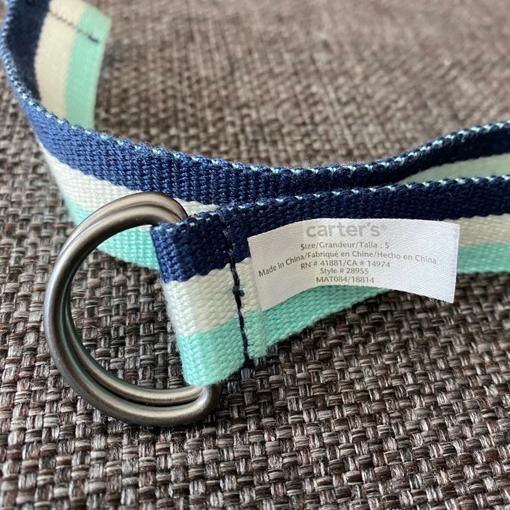 ⭐️ Carter’s Striped Belt Baby Toddler 0-2 years, Blue Belt Silver Buckle, Preppy